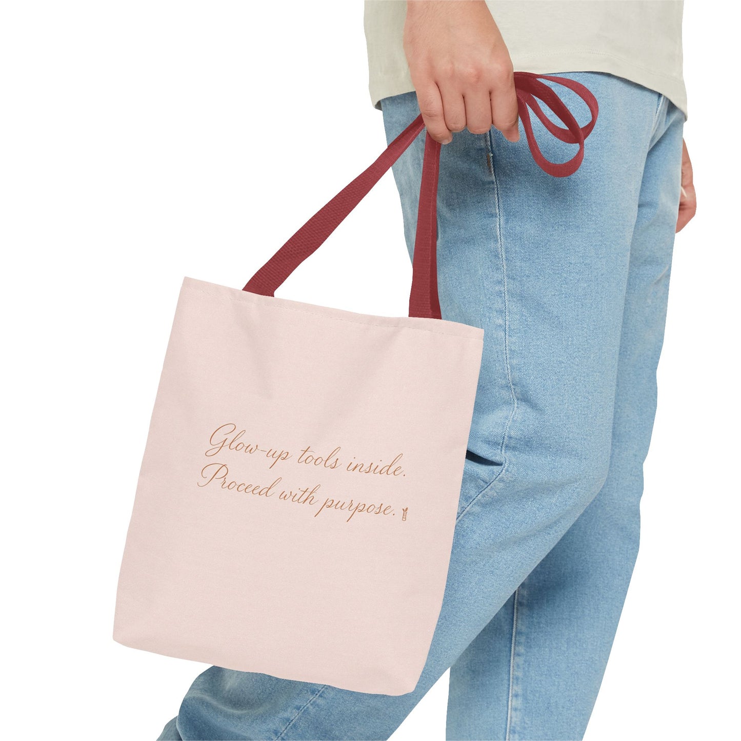 "Glow Up Tools Inside. Proceed with Purpose". Tote Bag
