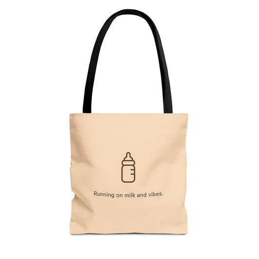 Milk and Vibes Tote Bag, Cute Grocery Bag, Baby Shower Gift, Eco-Friendly Shopping Bag, Laundry Tote, Everyday Carryall