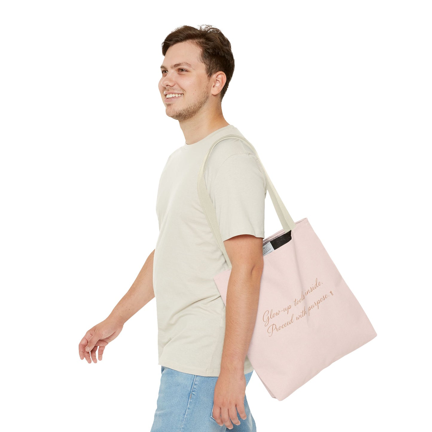 "Glow Up Tools Inside. Proceed with Purpose". Tote Bag