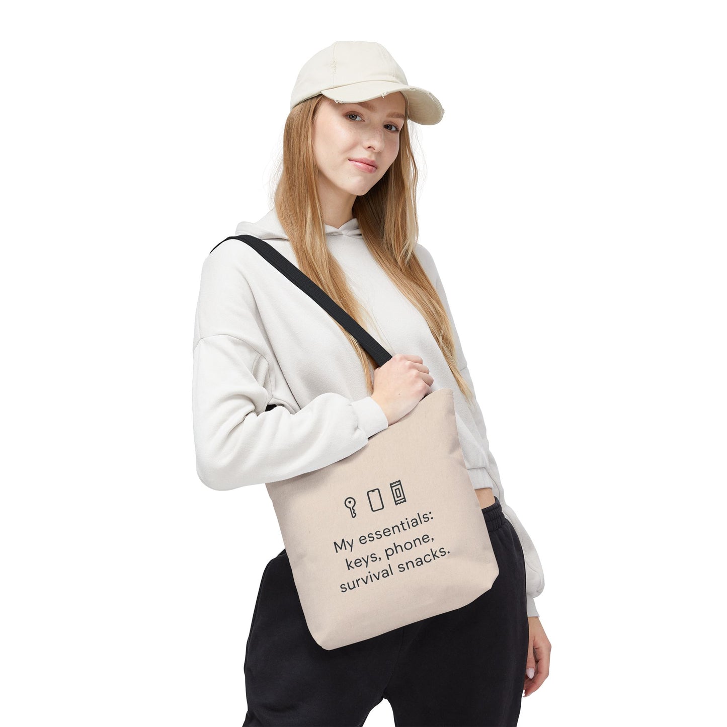 My Essentials: Keys, Phone, Survival Snacks Tote Bag. Eco-Friendly Shopping, Gifts for Her, Stylish Carryall
