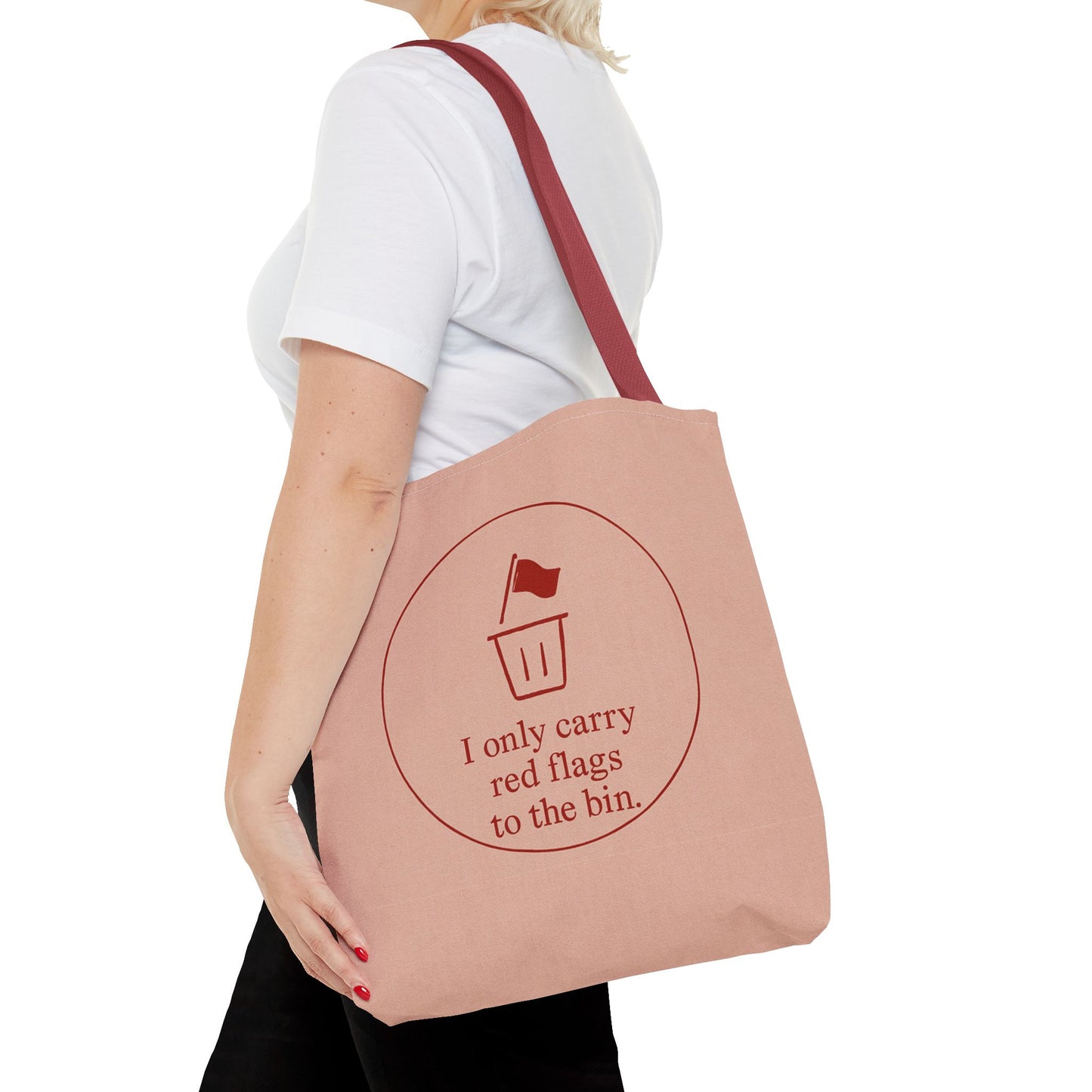 I Only Carry Red Flags to the Bin Tote Bag, Fun Shopping Bag, Quirky Gift for Friends, Eco-Friendly Tote, Cute Carryall for Everyday Use