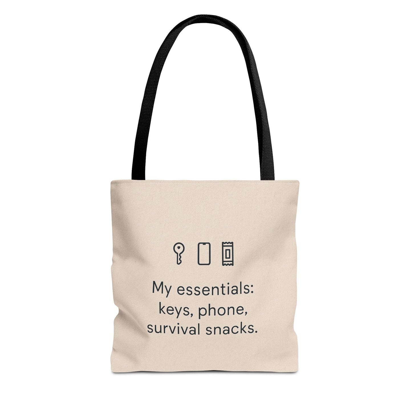My Essentials: Keys, Phone, Survival Snacks Tote Bag. Eco-Friendly Shopping, Gifts for Her, Stylish Carryall