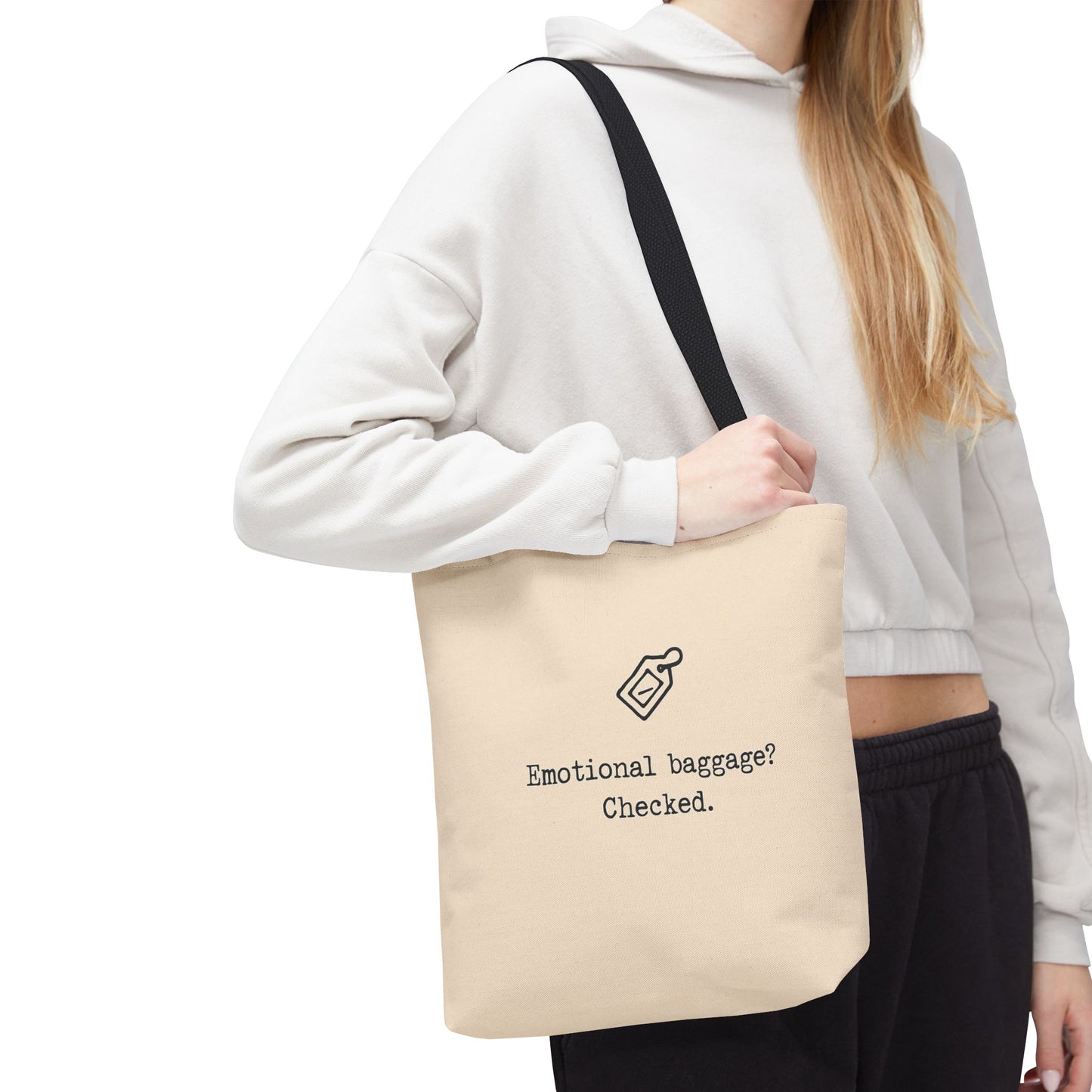 Emotional Baggage? Checked. Tote Bag, Funny Bag, Gift for Travelers, Eco-Friendly Shopping Tote, Inspirational Reusable Bag, Unique Statement Bag